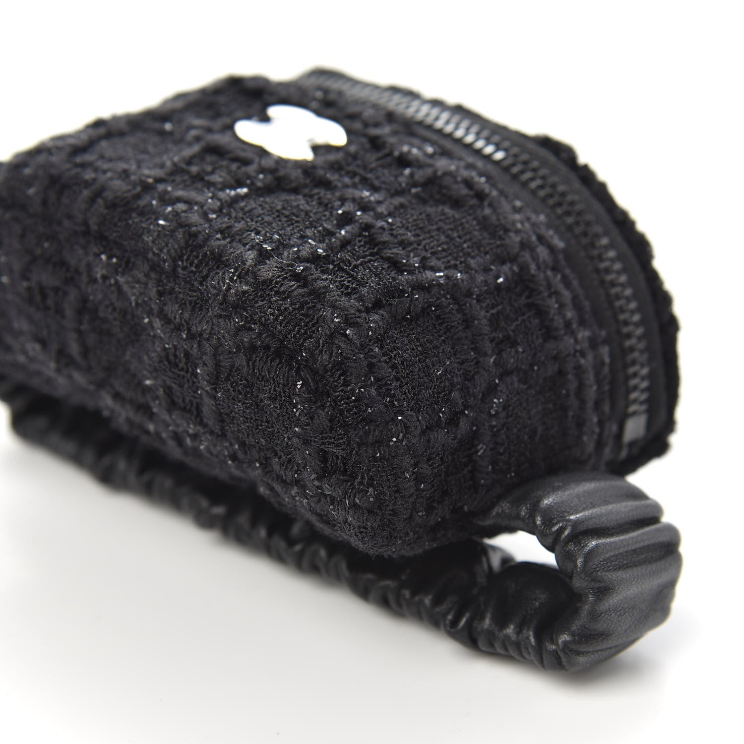 Chanel Tweed Lambskin Quilted Arm Coin Purse Black 9 of 10