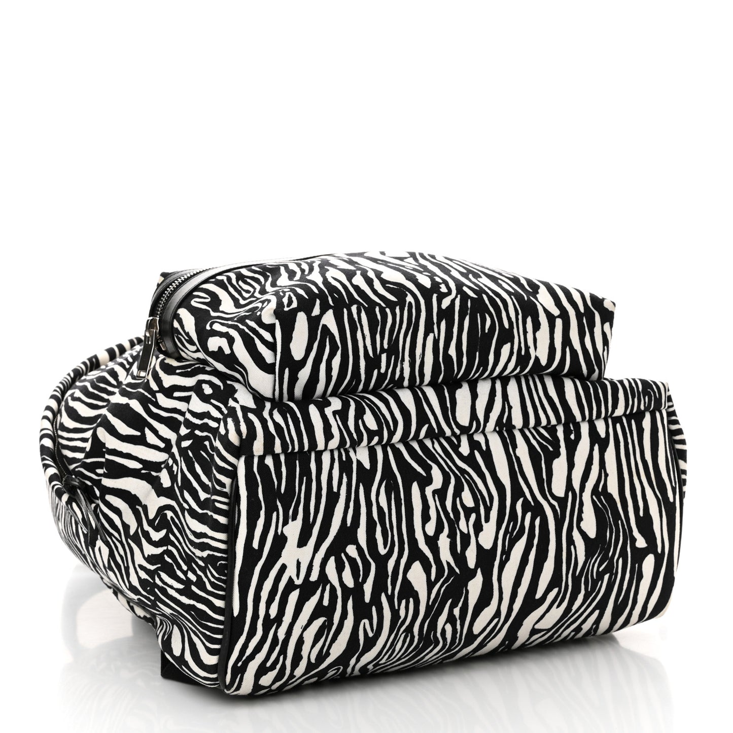 Canvas Zebra Print City Backpack Black White