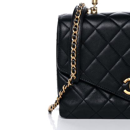 Chanel Calfskin Quilted Small Gold Top Handle Flap Black 8 of 15