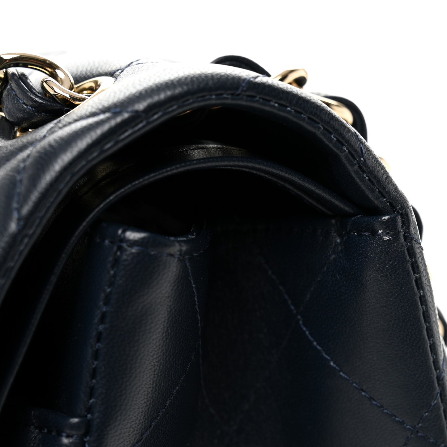 Lambskin Quilted Jumbo Double Flap Navy