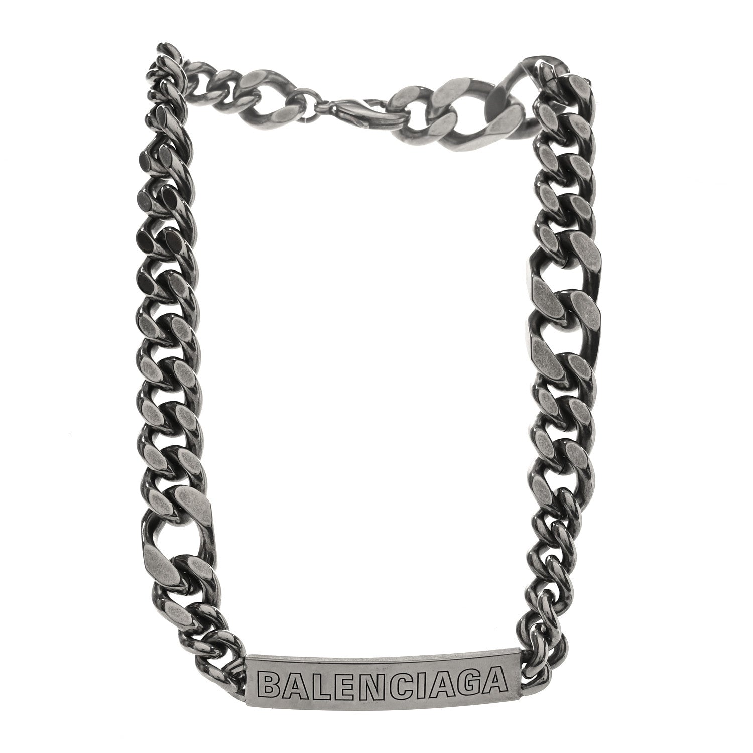 Balenciaga Brass Plate Twist Necklace Antique Silver 3 of 4