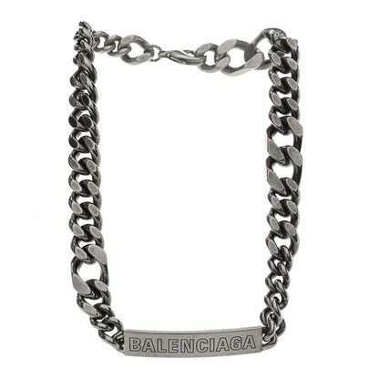 Balenciaga Brass Plate Twist Necklace Antique Silver 3 of 4