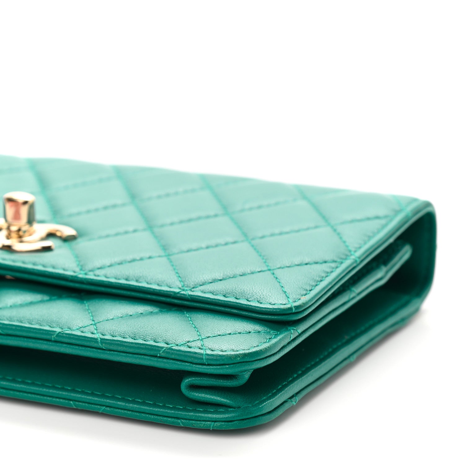 Chanel Lambskin Quilted Trendy CC Wallet On Chain WOC Green 11 of 12