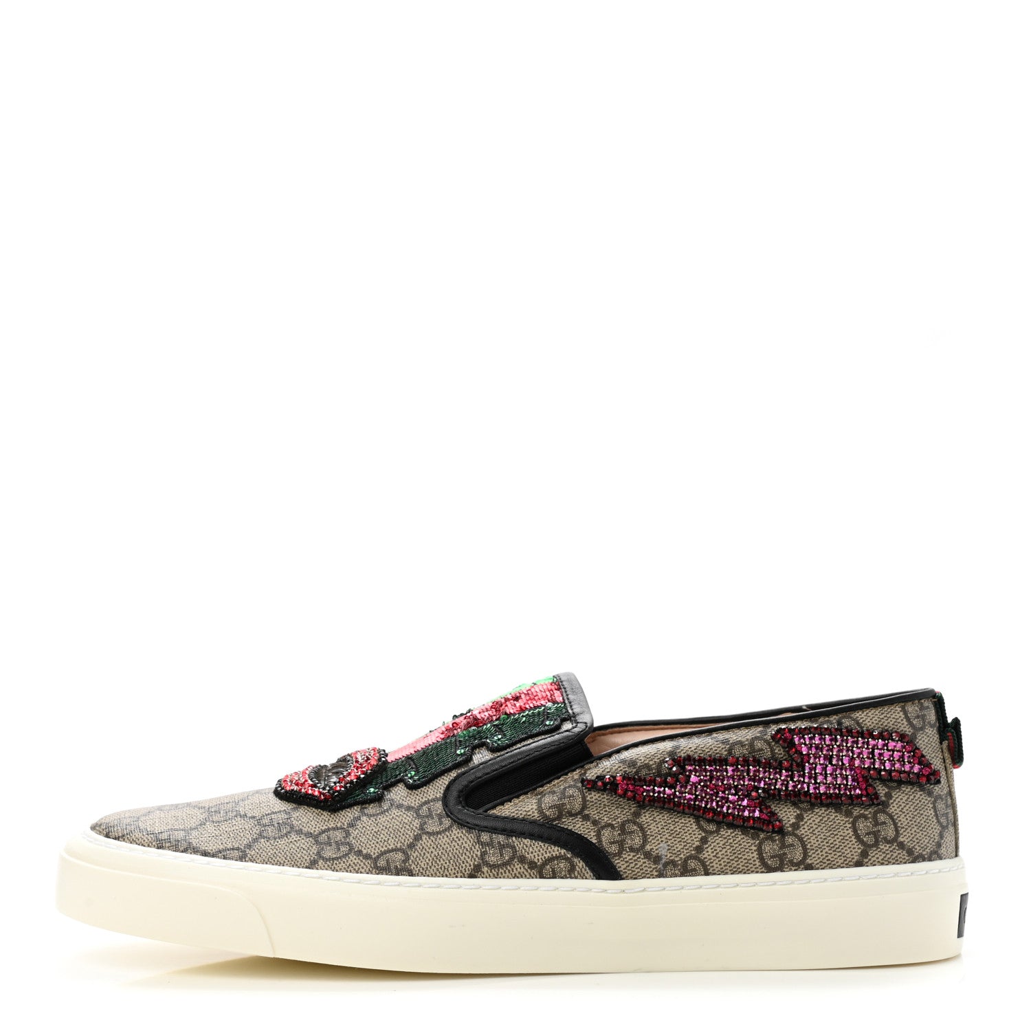Gucci GG Supreme Monogram Embellished Womens Slip On Sneakers 41 Beige Brown 1 of 9