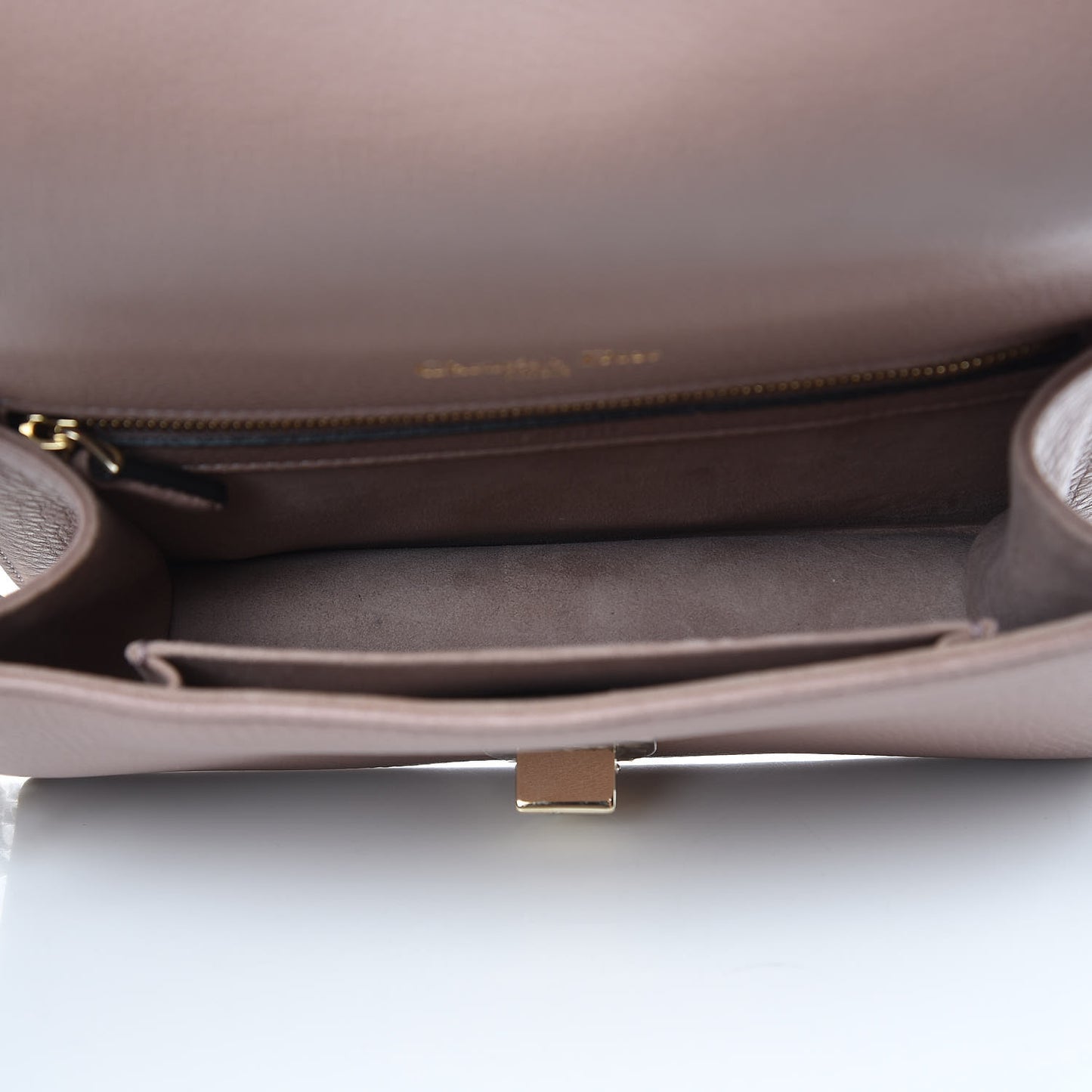 Grained Calfskin Small Diorama Flap Bag Taupe