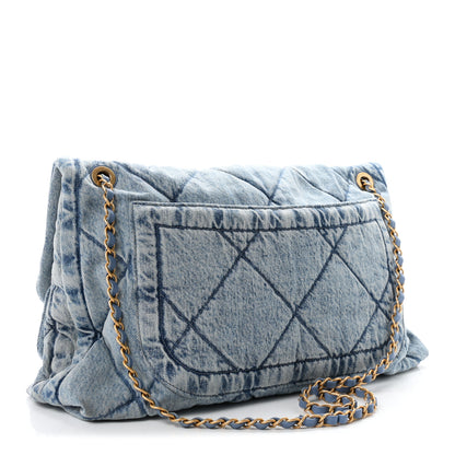 Chanel Washed Denim Quilted Maxi Flap Bag Blue 3 of 10