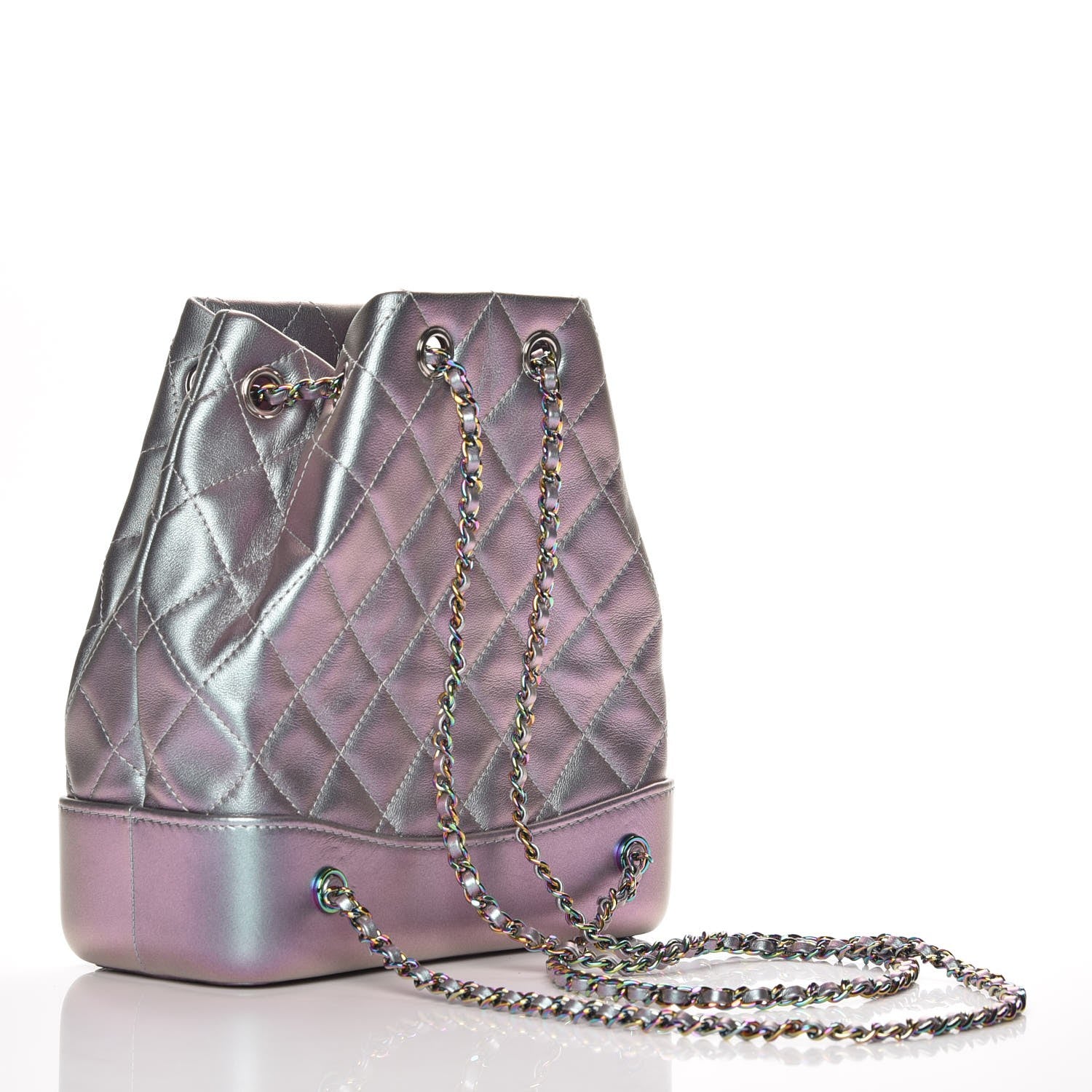 Chanel Iridescent Lambskin Calfskin Quilted Gabrielle Backpack Light Purple 3 of 8