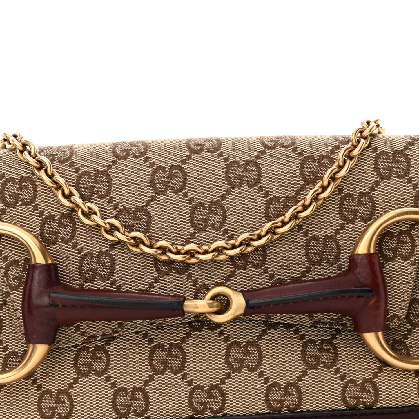 Monogram Studded Small Horsebit Clutch Bordeaux