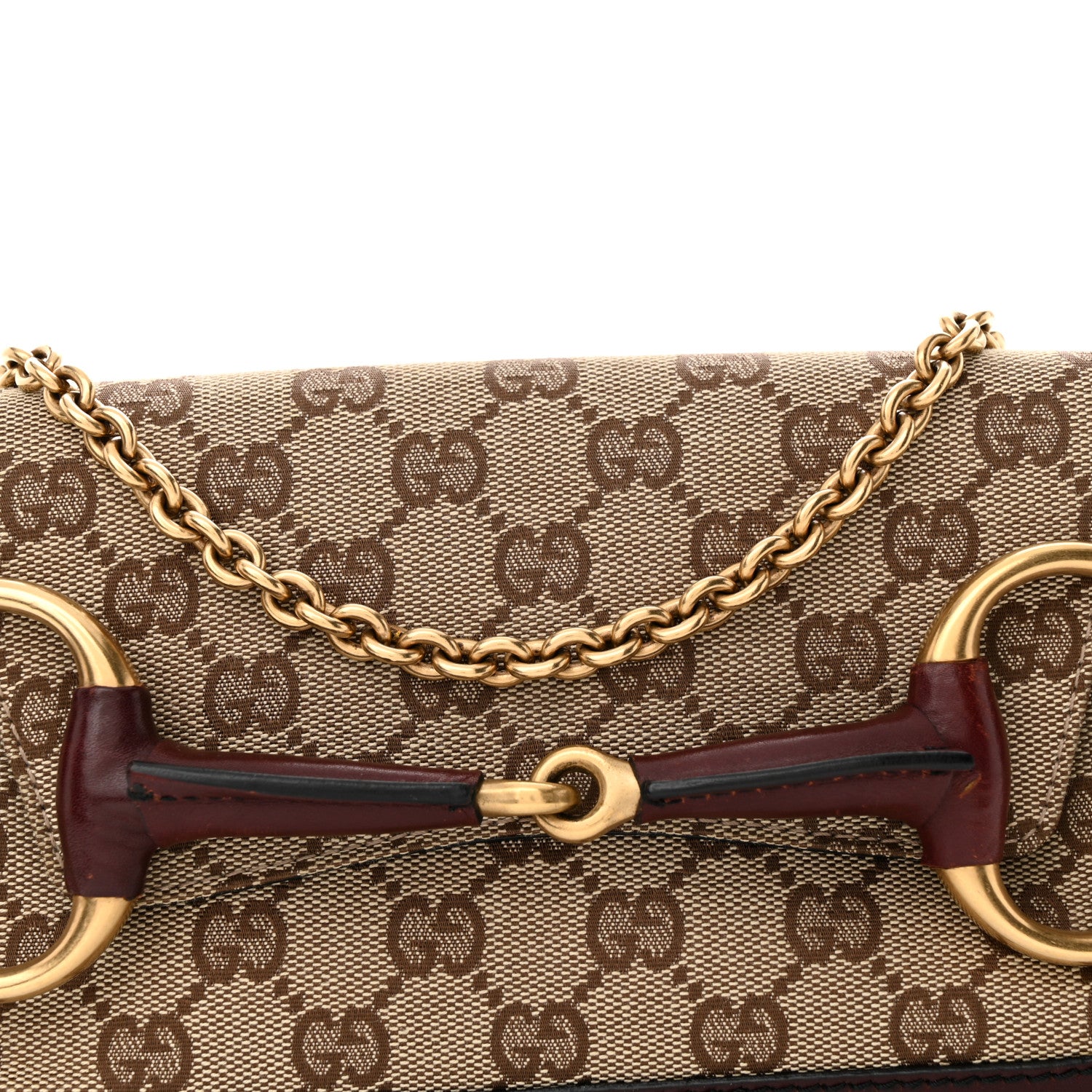 Gucci Monogram Studded Small Horsebit Clutch Bordeaux 8 of 14