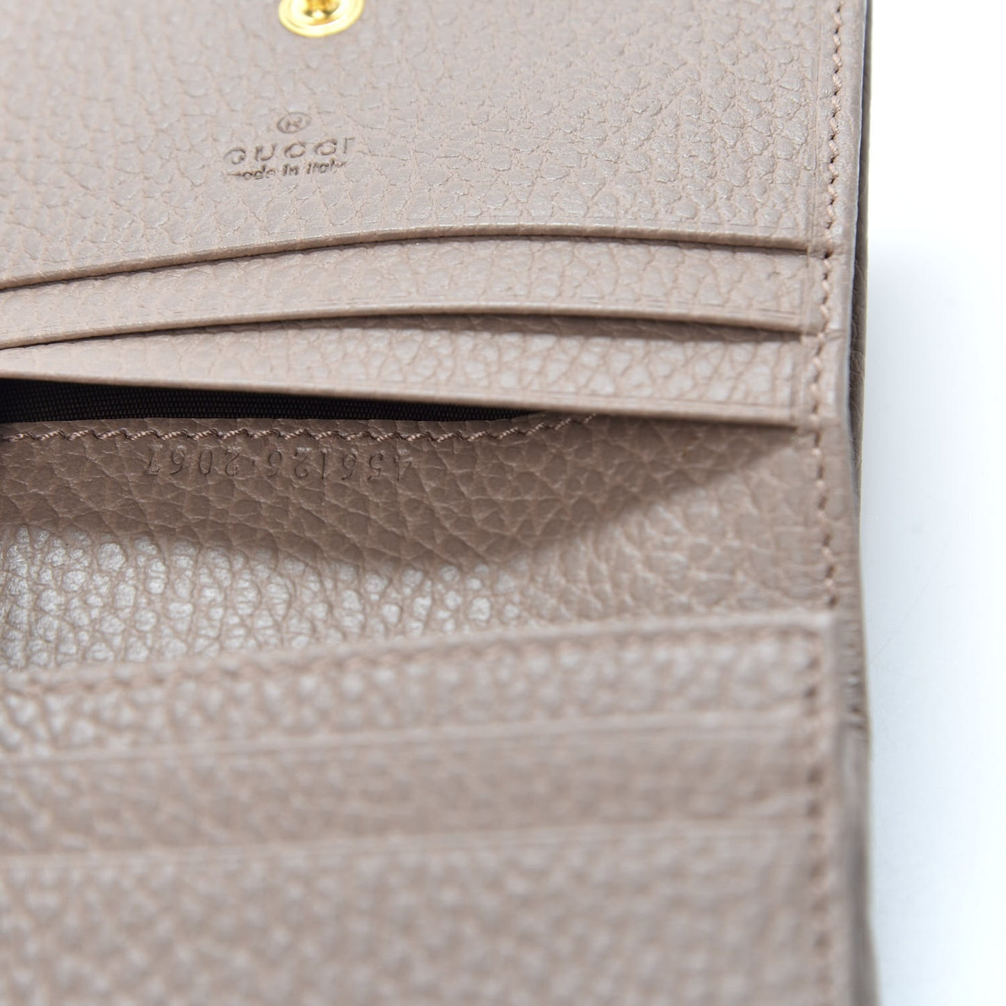 Pebbled Calfskin GG Marmont Card Case Porcelain Rose