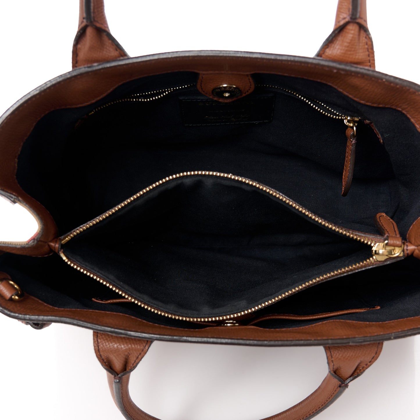 Grainy Calfskin House Check Medium Banner Tote Dark Sand