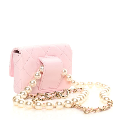 Chanel Lambskin Quilted Pearl Chain Belt Bag Light Pink 3 of 13