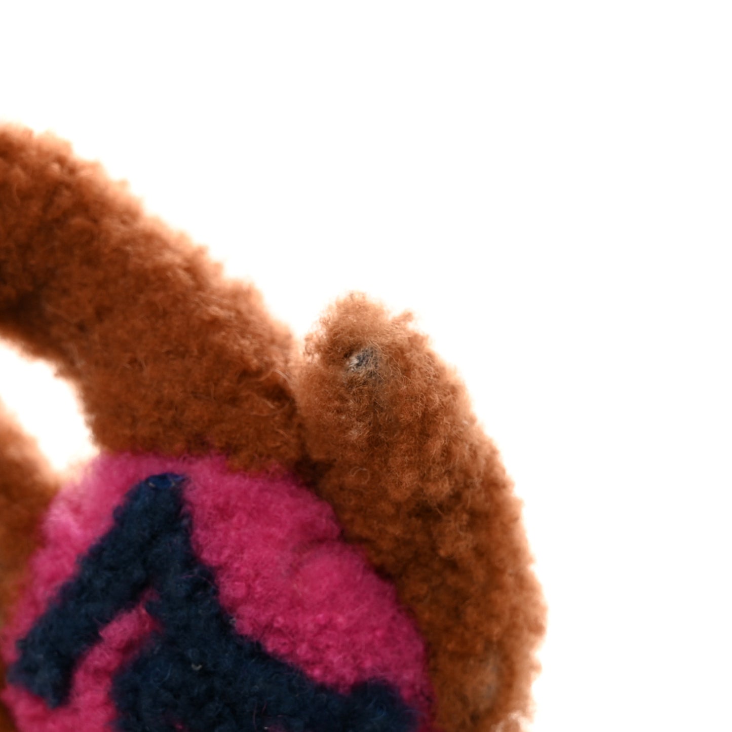 Shearling LV Teddy Bear Bag Charm Key Holder Black Pink