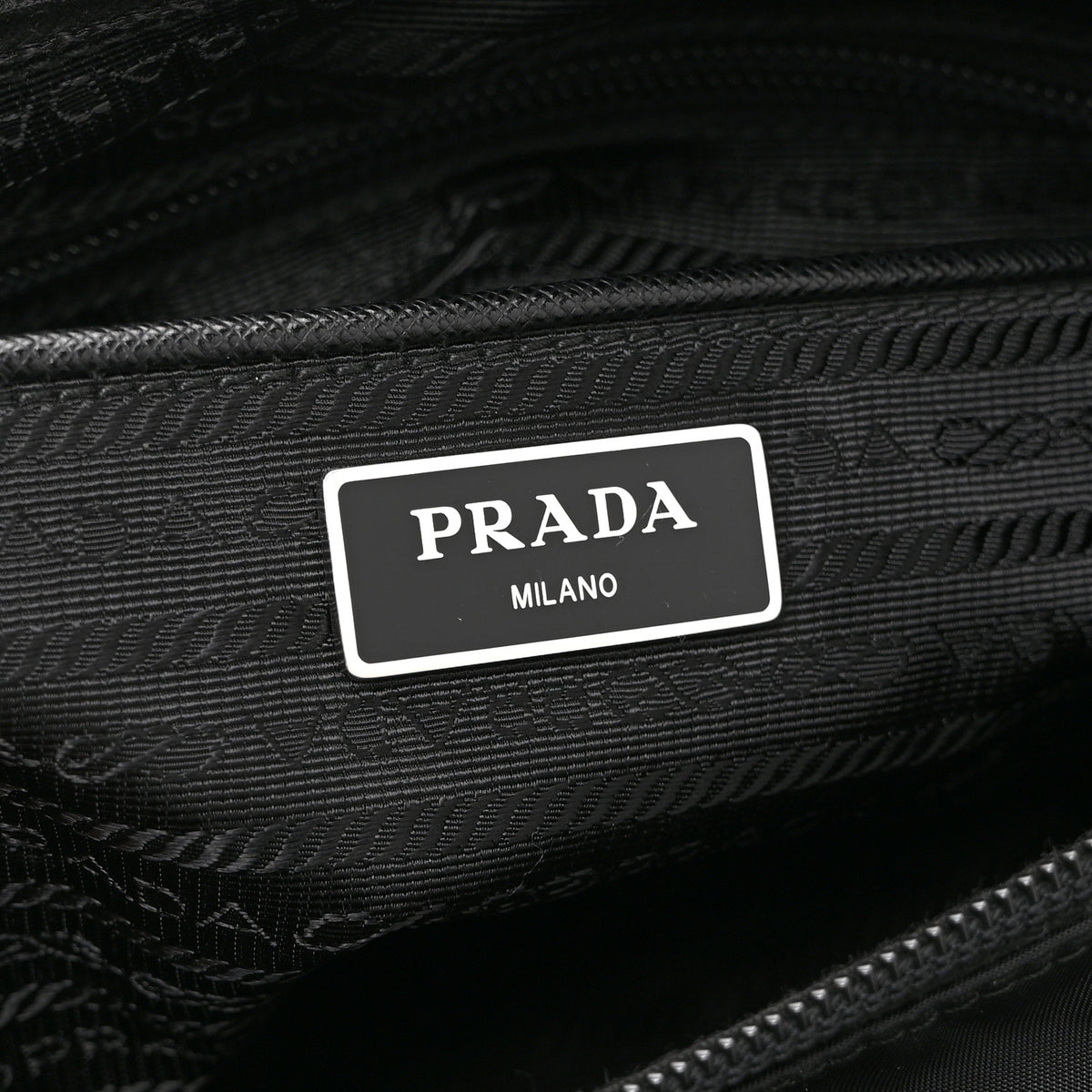 Re-Nylon Vela Saffiano Pocket Double Buckle Messenger Shoulder Bag Black