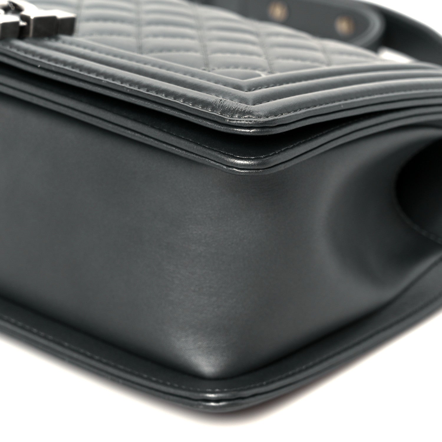 Chanel Metallic Calfskin Quilted Medium Boy Flap Dark Silver 10 of 10
