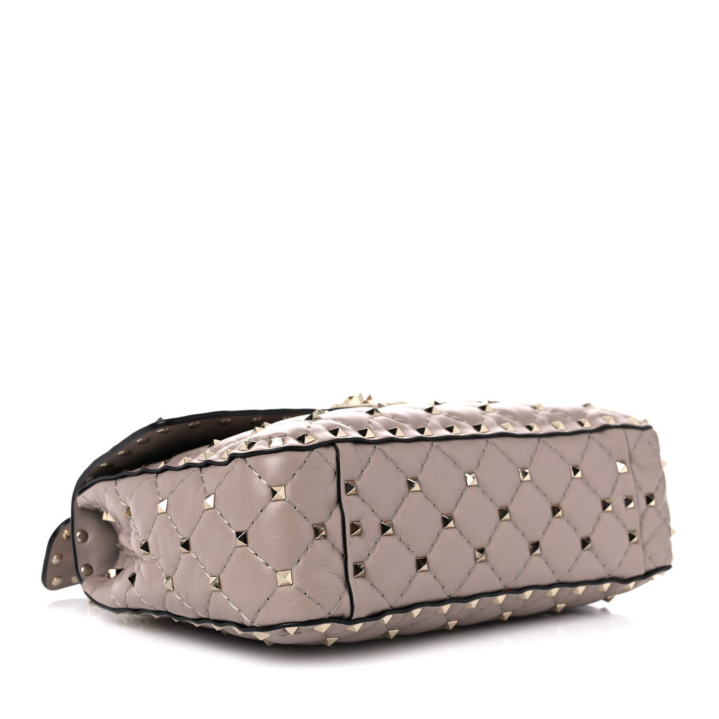 Lambskin Medium Rockstud Spike Shoulder Bag Poudre