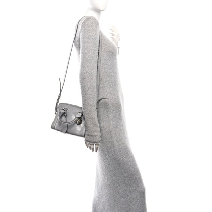 Alexander McQueen Calfskin Crocodile Embossed Mini Skull Padlock Zip Around Tote Grey 2 of 11