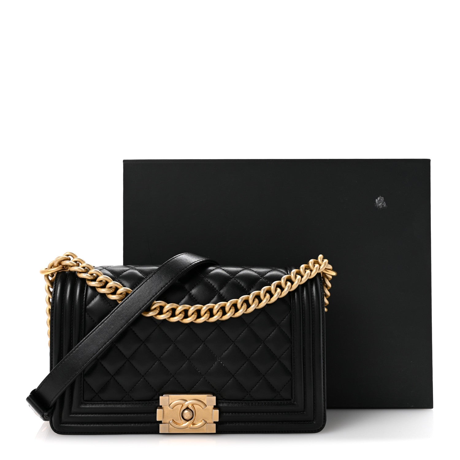 Chanel Lambskin Quilted Medium Boy Flap Black 11 of 11