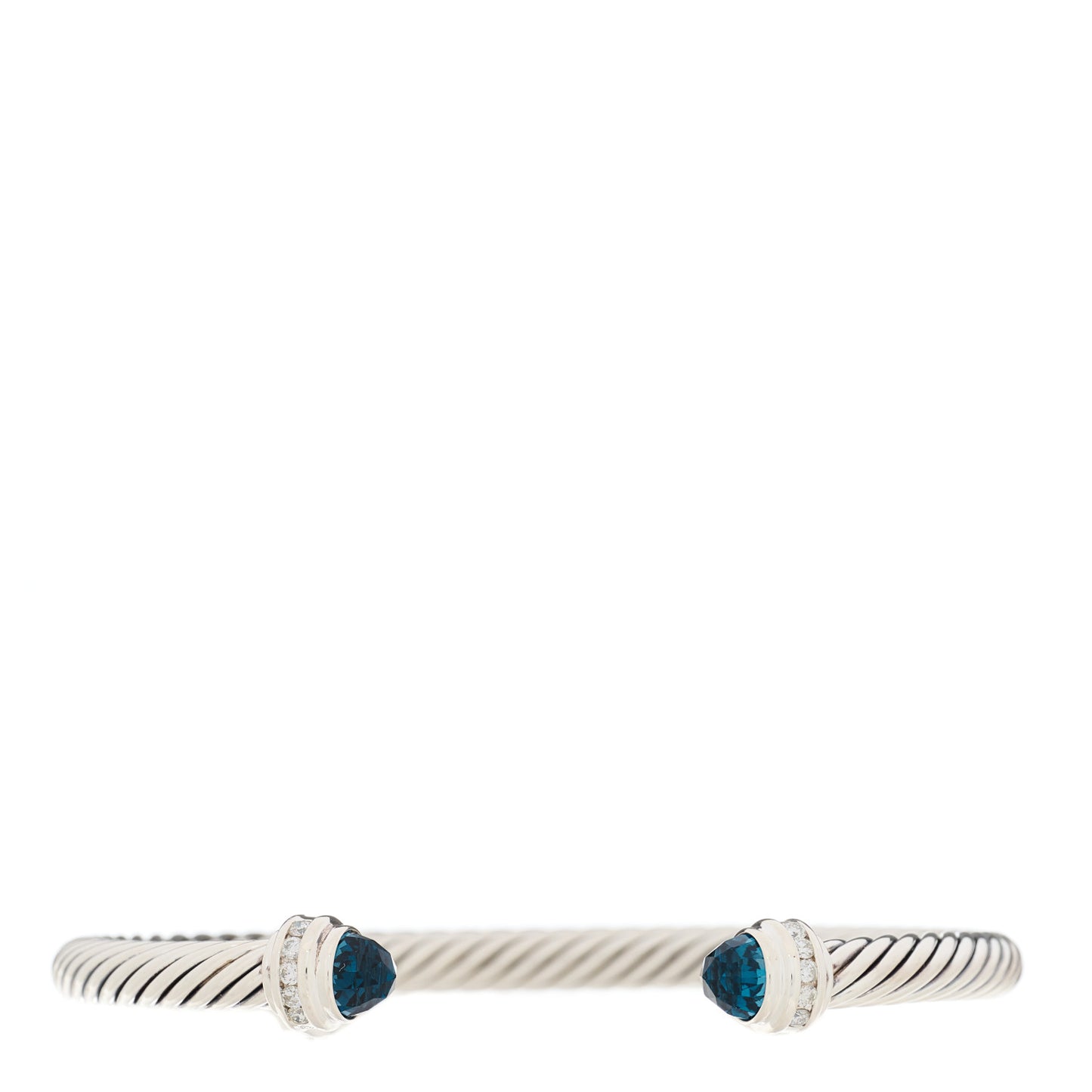Sterling Silver Diamond Hampton Blue Topaz 5mm Cable Classics Bracelet