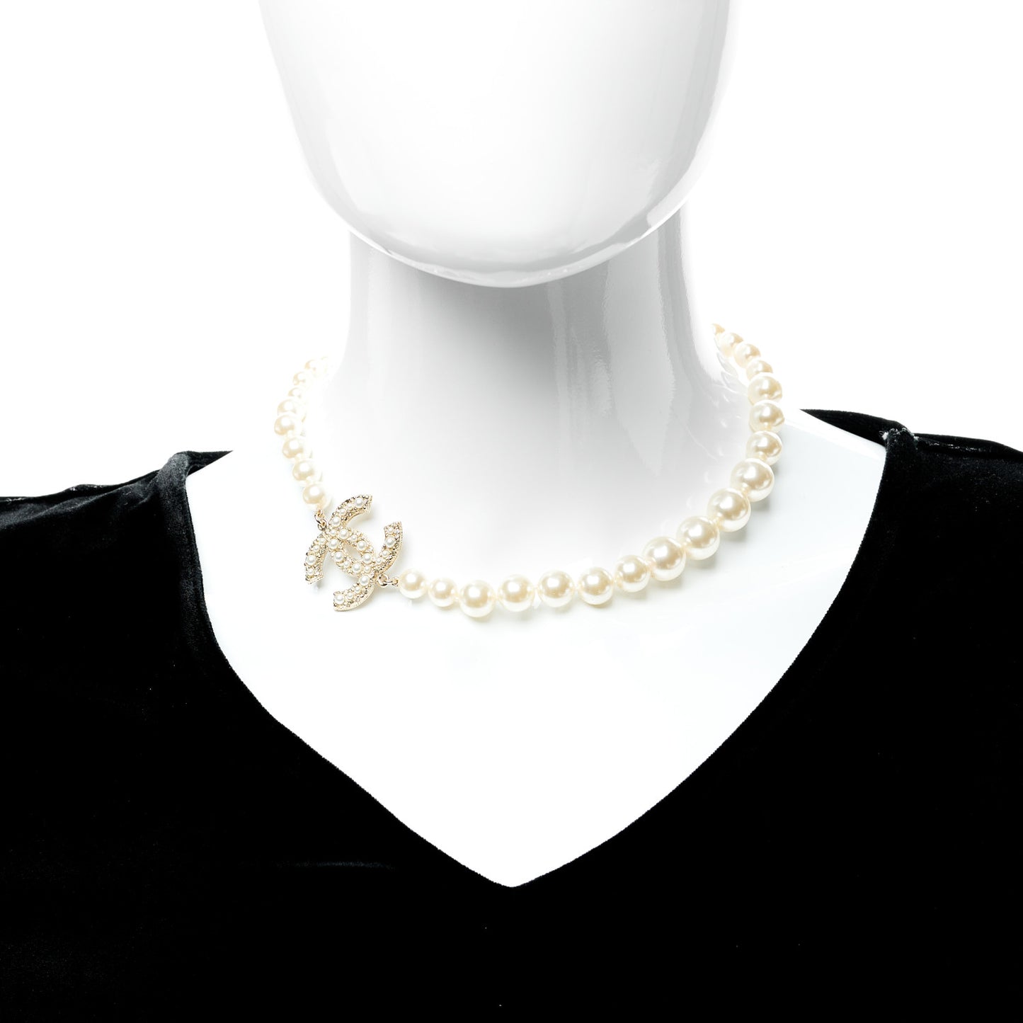 Pearl CC 100th Anniversary Necklace Light Gold