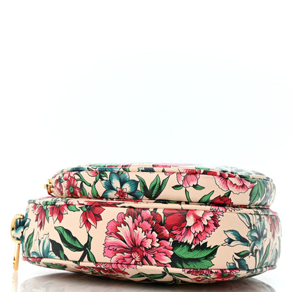 Gucci Calfskin Matelasse Diagonal Brit Roses Print Mini Interlocking G Heart Shoulder Bag  White Multicolor 4 of 11