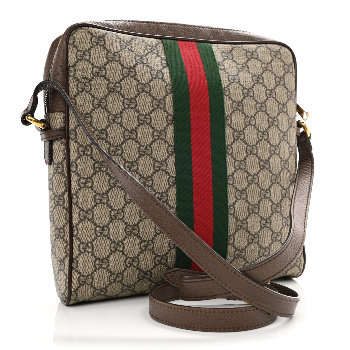 GG Supreme Monogram Web Medium Ophidia Messenger Bag Brown