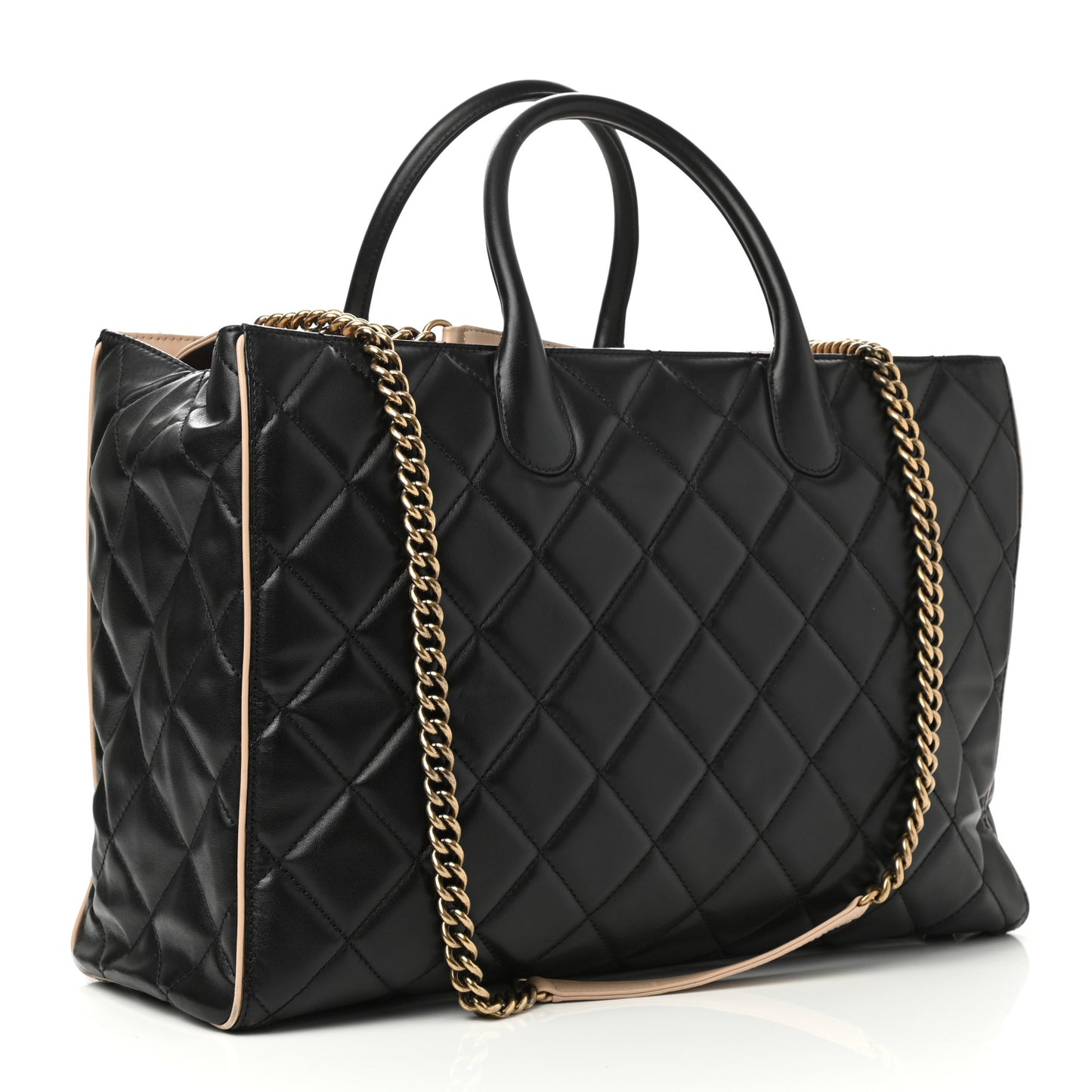 Lambskin Portobello Tote Black Beige