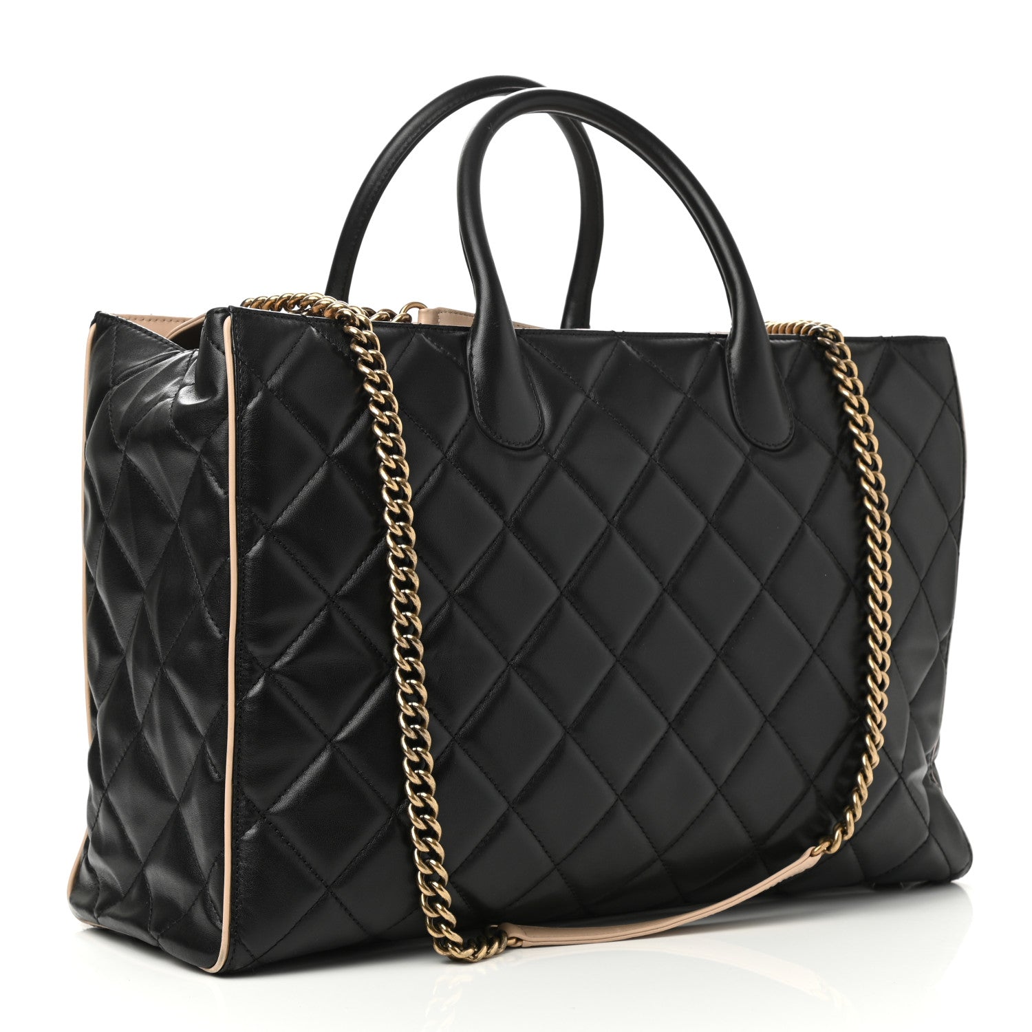 Chanel Lambskin Portobello Tote Black Beige 3 of 10