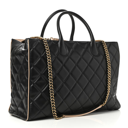 Chanel Lambskin Portobello Tote Black Beige 3 of 10