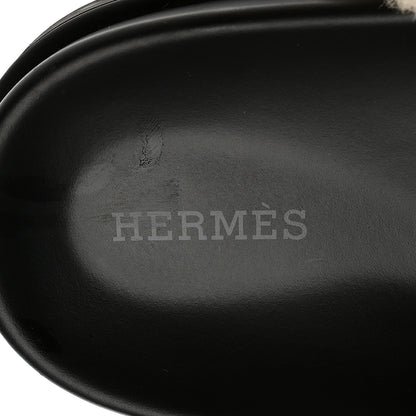 Hermes Suede Goatskin Shearling Go Mules 39 Beige Kraft Ecru 8 of 10