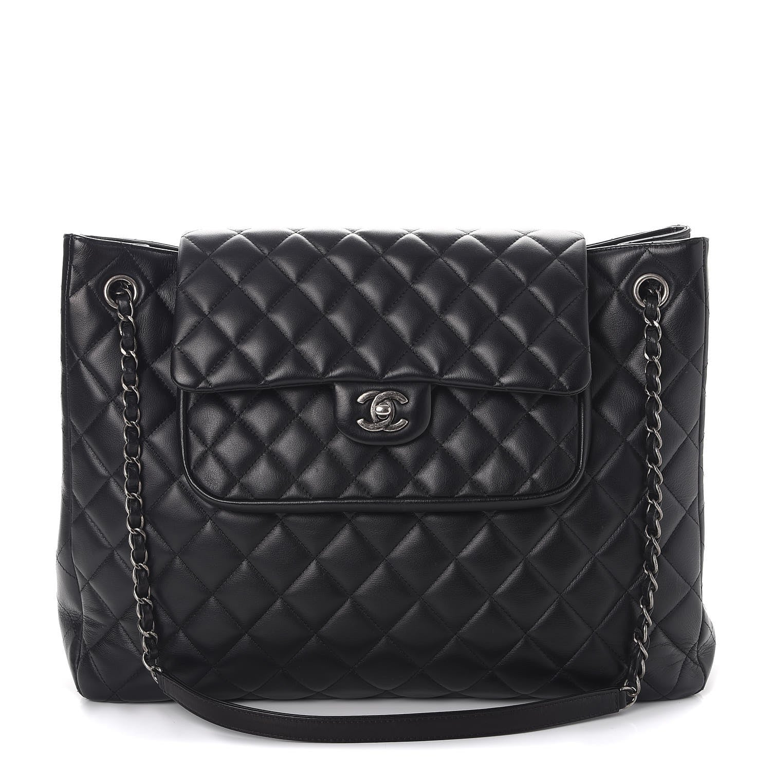 Chanel Calfskin Quilted Large Flap Shopping Tote Black 3 of 13