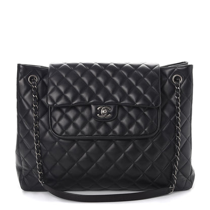 Chanel Calfskin Quilted Large Flap Shopping Tote Black 3 of 13