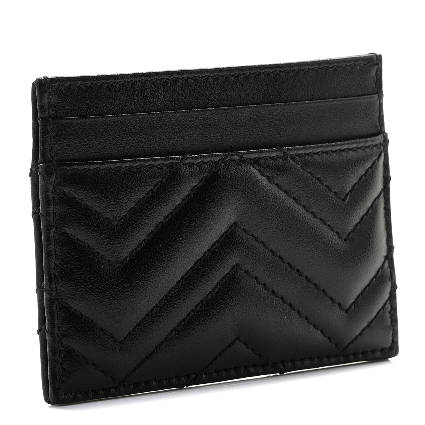 Calfskin Matelasse GG Marmont Card Holder Black