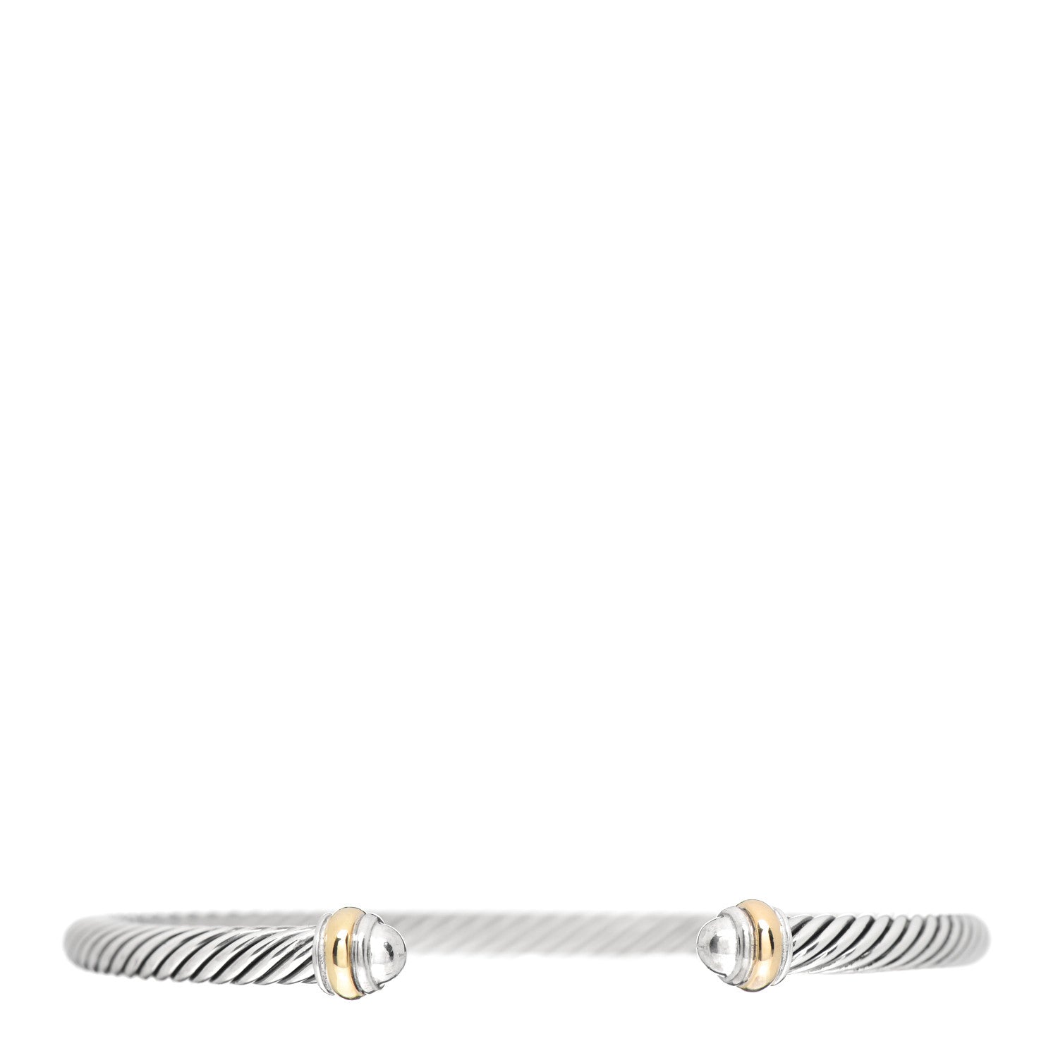 David Yurman Sterling Silver 18K Yellow Gold 4mm Cable Classics Bracelet 1 of 5