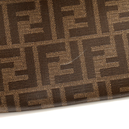 Fendi Glazed Fabric Vitello Century FF 1974 Stamp Patch Large Flat Pouch Mogano Panna Caramello 9 of 11