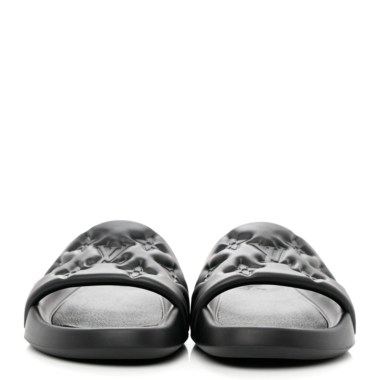 Rubber Embossed Monogram Mens Waterfront Mules 9 Black