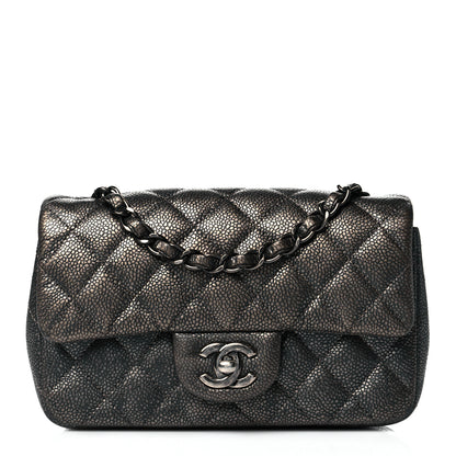 Chanel Metallic Caviar Quilted Mini Rectangular Flap Dark Grey 1 of 10