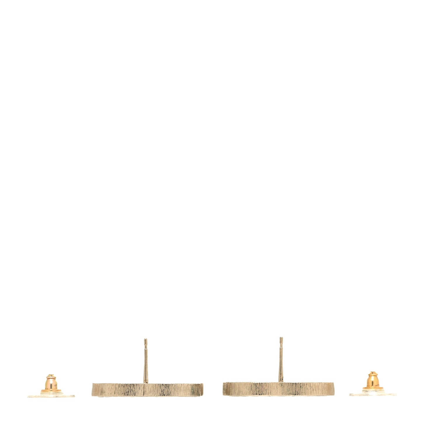 Metal Quilted CC Earrings Gold White