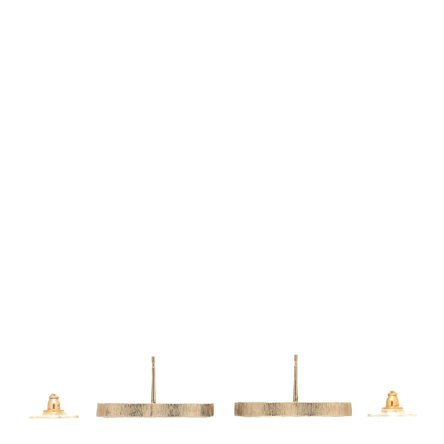 Chanel Metal Quilted CC Earrings Gold White 3 of 4