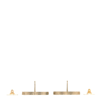 Chanel Metal Quilted CC Earrings Gold White 3 of 4