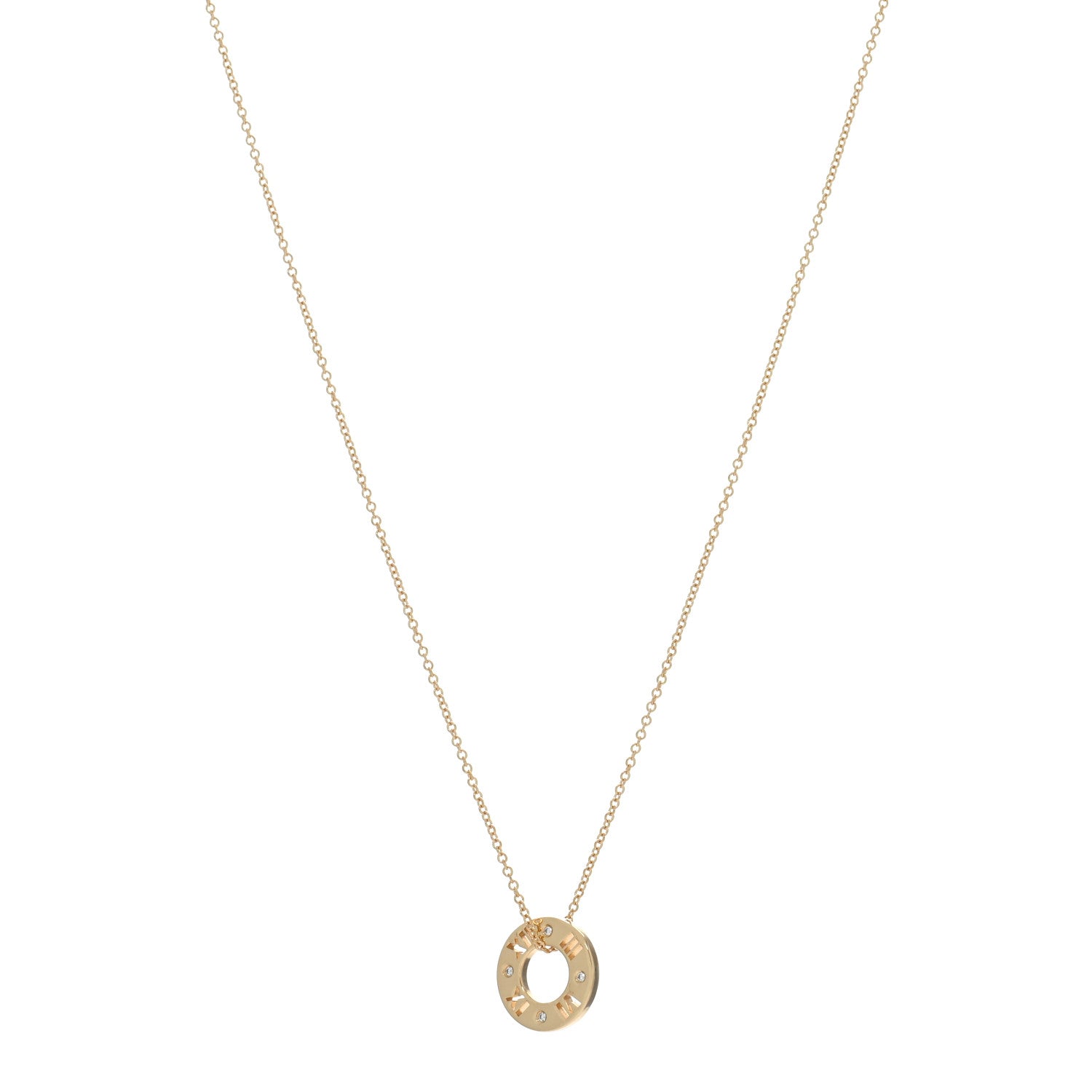 Tiffany 18K Yellow Gold Diamond Atlas Pierced Pendant Necklace 1 of 4