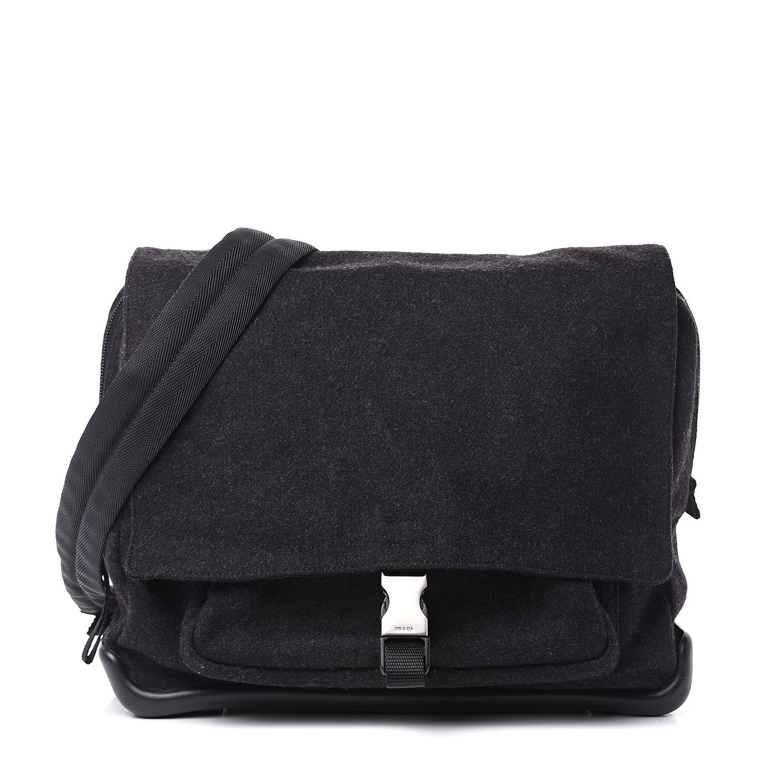 Prada Wool Messenger Satchel Black 1 of 15