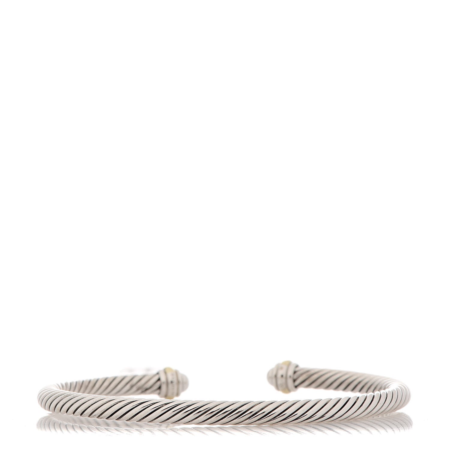David Yurman Sterling Silver 18K Yellow Gold 4mm Cable Classics Bracelet 3 of 5
