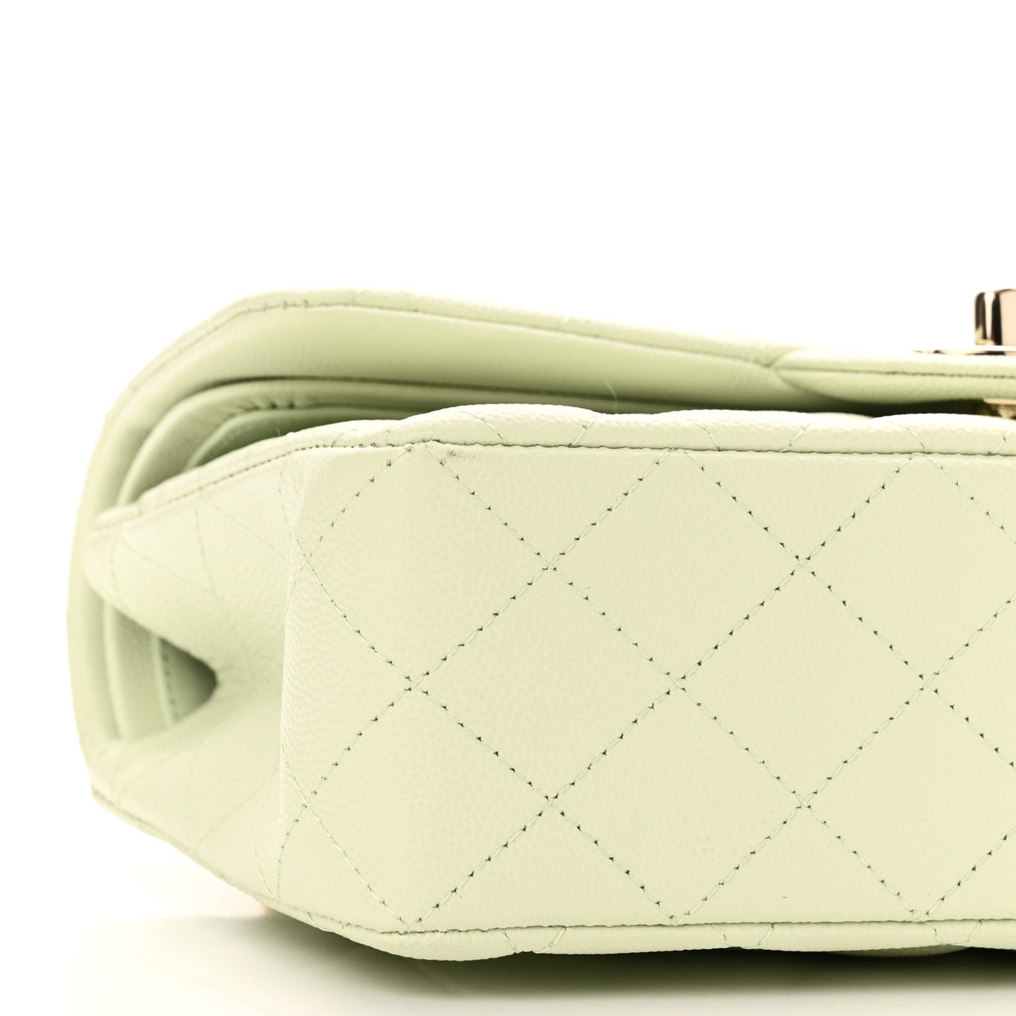 Caviar Quilted Small Double Flap Light Green