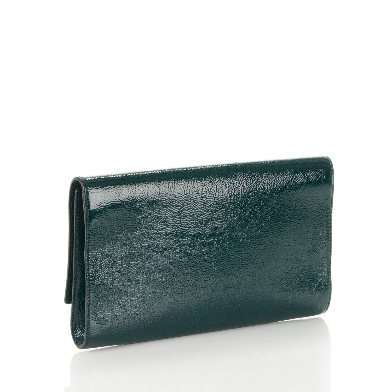 Saint Laurent Textured Patent Large Belle de Jour Clutch Green 3 of 7
