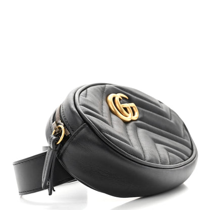 Gucci Calfskin Matelasse GG Marmont Belt Bag 105 42 Black 4 of 14