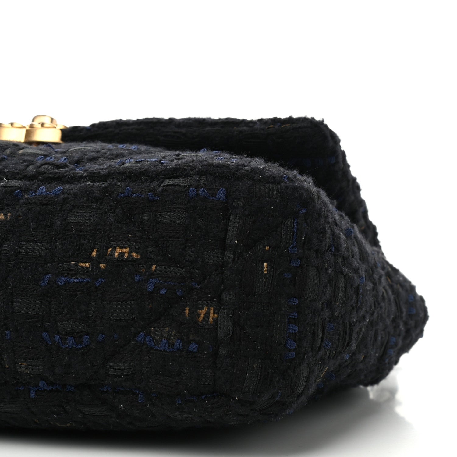 Chanel Tweed Quilted Large Chanel 19 Flap Black Navy Gold 9 of 9