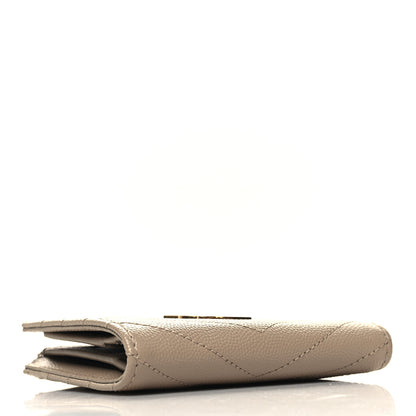 Saint Laurent Grain De Poudre Matelasse Chevron Monogram Zipped Card Case Nude Powder 4 of 9