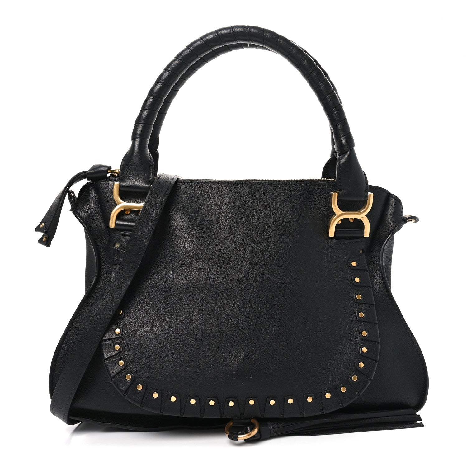 Chloe Calfskin Studded Medium Marcie Satchel Black 1 of 10