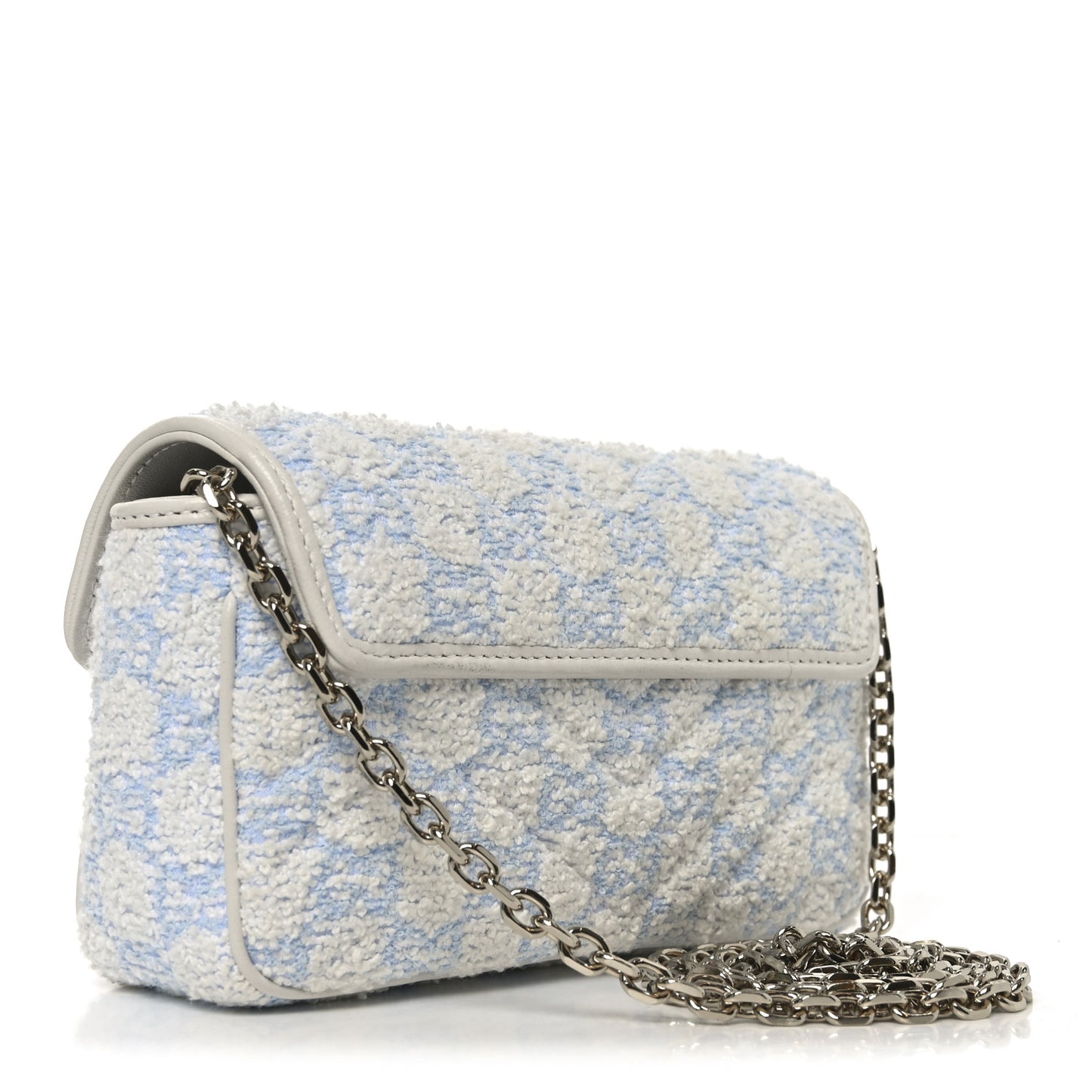 Sponge Boucle Matelasse Mini GG Marmont Shoulder Bag White Light Blue Grey